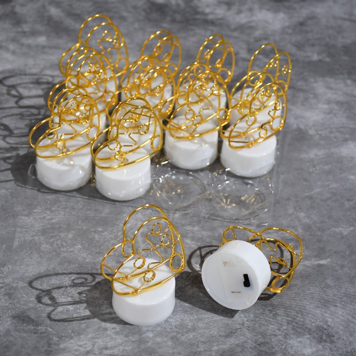 Decorative LED candles with heart design. Decorative LED candles with heart design.
